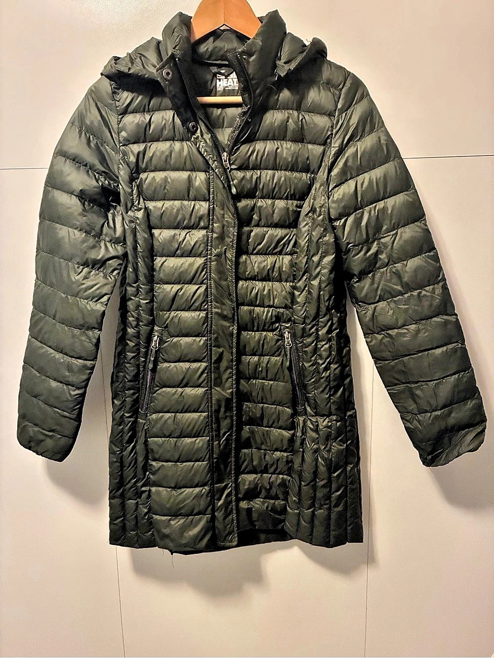 32 Degrees Women's Lightweight Hooded Puffer Coat Green XS